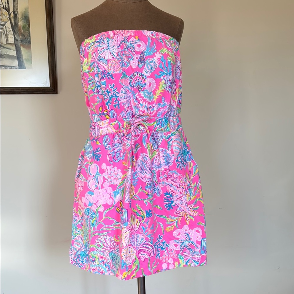 Lilly Pulitzer Strapless Pink Floral Dress